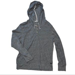 American Eagle Henley Hoodie in gray, medium